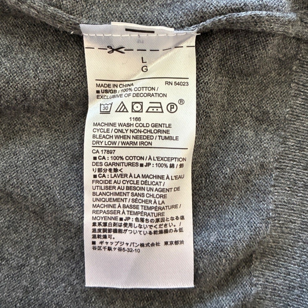Banana Republic Womens L Gray Cat Glasses Intarsia Cotton Sweater NWT - Picture 5 of 10